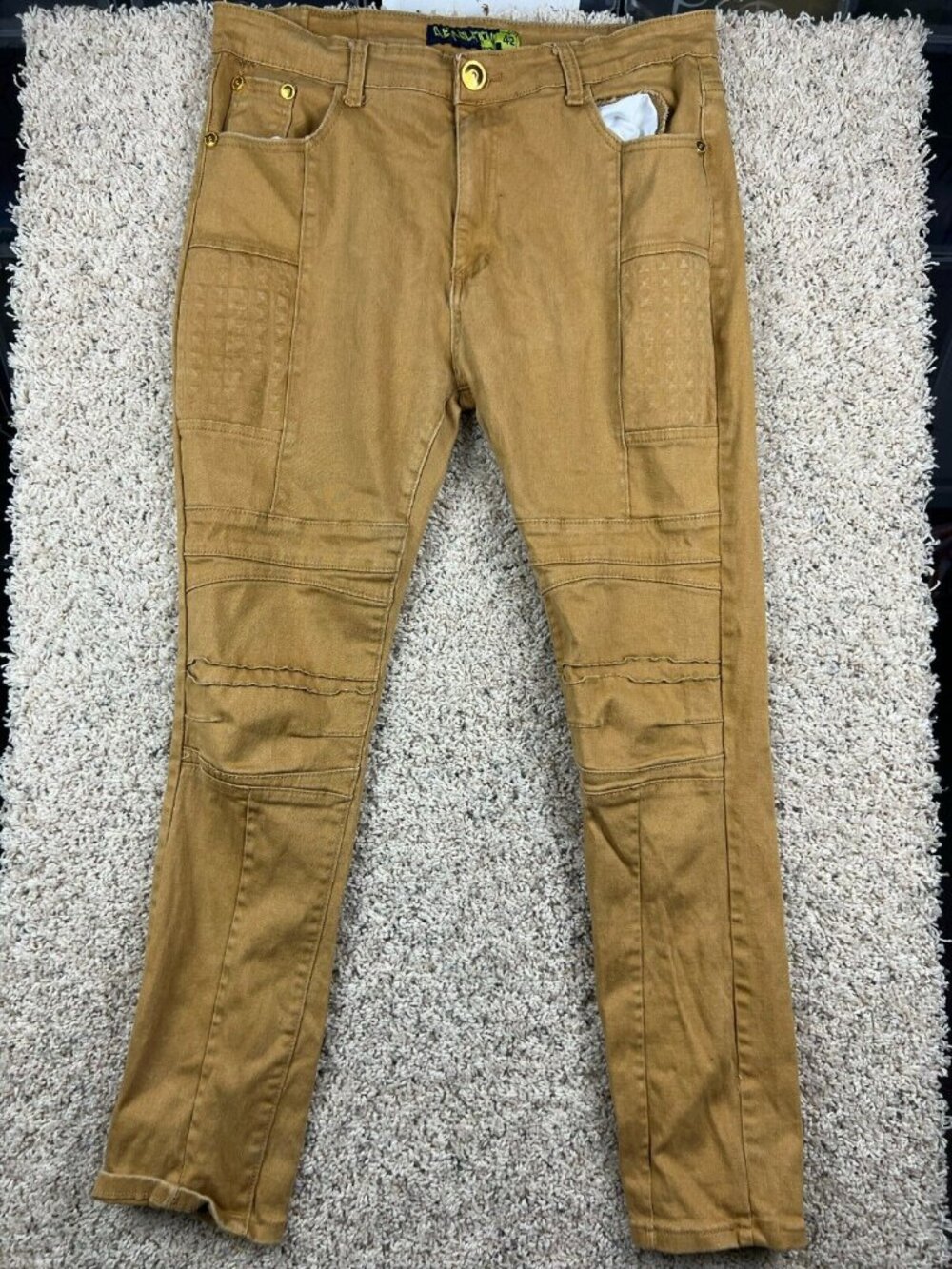 Demolition Brand Beige Pants Black Label Size 42x32 Men’s Cotton Skinny Jeans